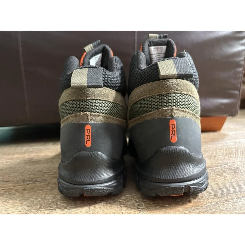 Polo Ralph Lauren ADVTR 300 Mid Sneaker Boots Army Green Vibrant Orange Sz 12